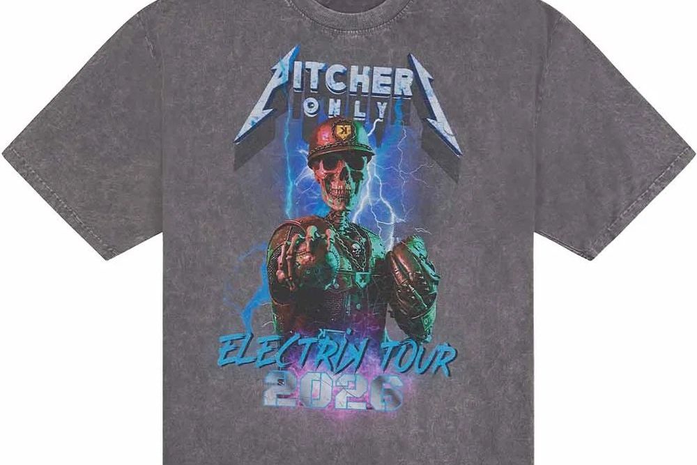 Pitchers Only Electrix Tour 2026 tee, acid-washed grey